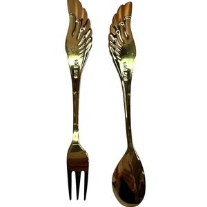 Gold Angel Wing Spoon Fork Gift Set Stainless Steel Luxury Cutlery Dessert Set